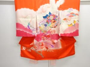 鶴に鞠模様子供着物（長襦袢・内袖付き）